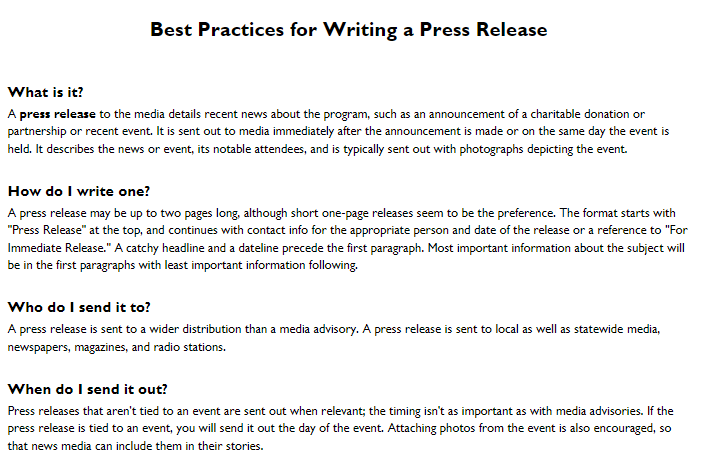 Best Practices for Engaging with Local Media: Press Release & Media Advisory Resources